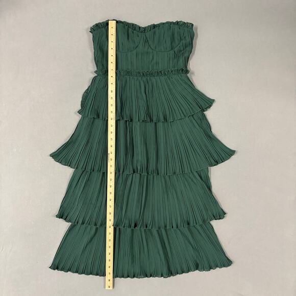 Lovers and Friends‎ Green Pleated Strapless Dress Size S Women’s Prom Wedding - Picture 13 of 14